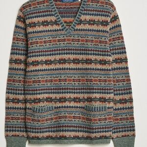 SOLD- Ralph Lauren Men's V-Neck Multicolor Sweater